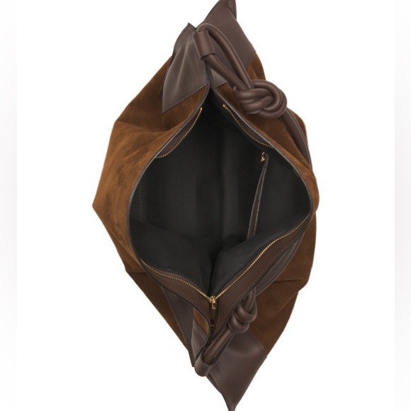 VIOLA CASTELLANI Made In Italy Suede Large Square Hobo Bag With Knot Tube Handle - Picture 5 of 8